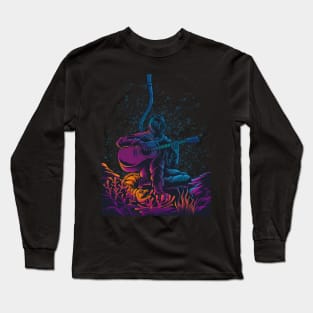 Diver Playing Guitar In underwater Long Sleeve T-Shirt